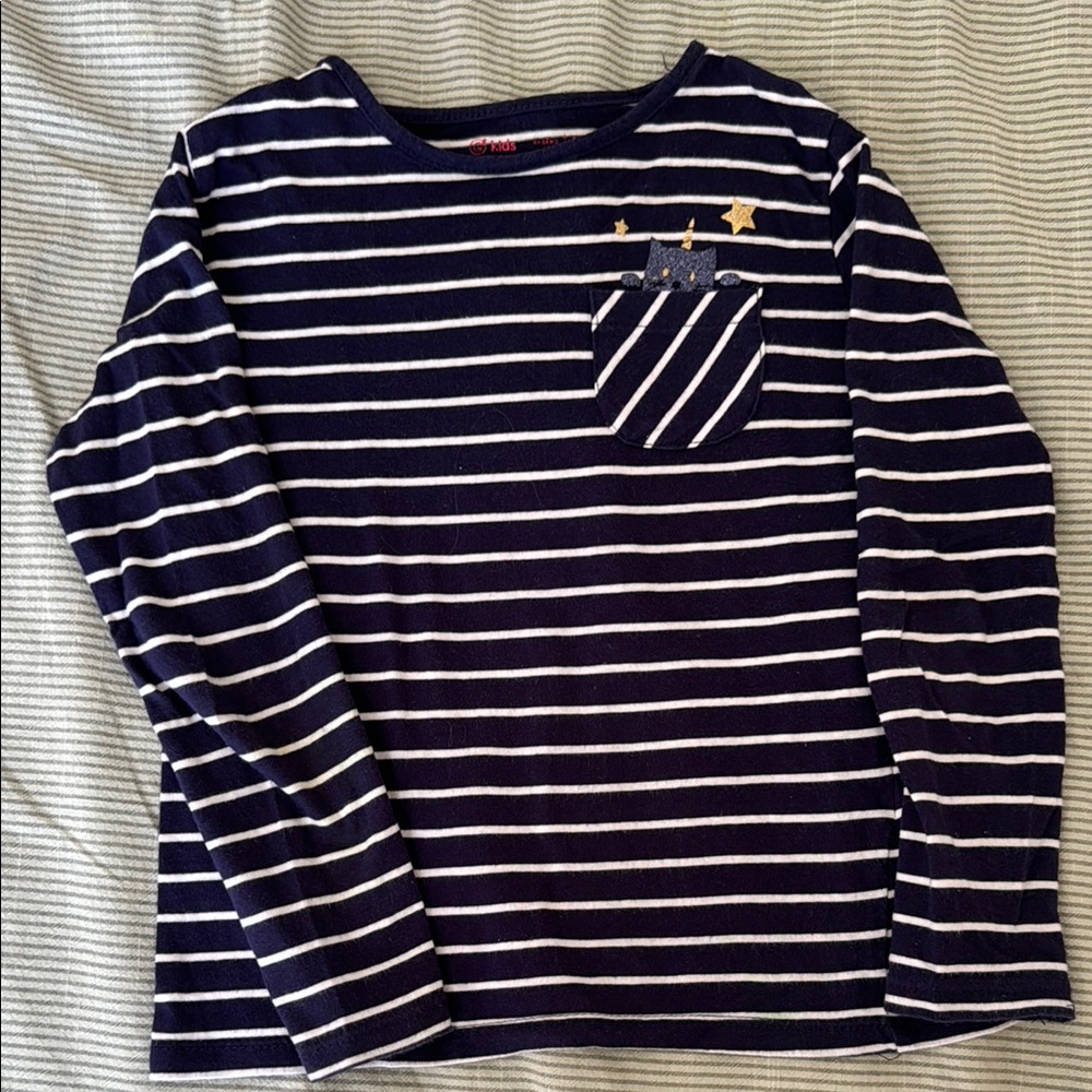 Navy Striped Kids Shirt